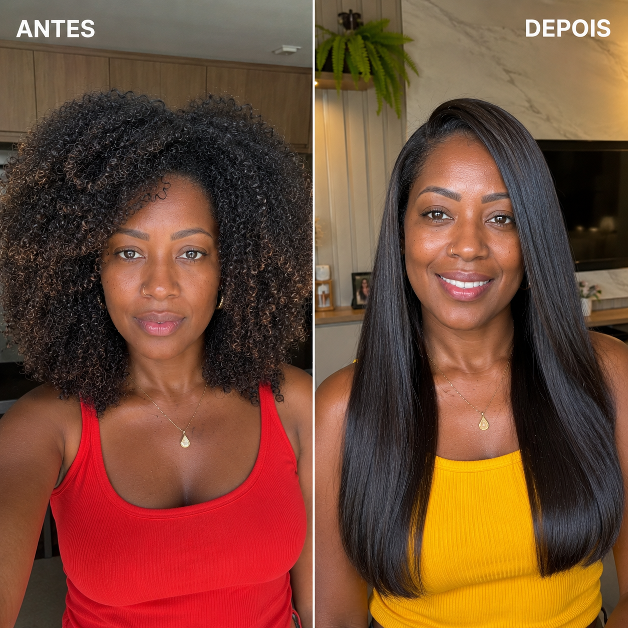 Foto de resultado da cliente Jéssica Fernandes com cabelo liso