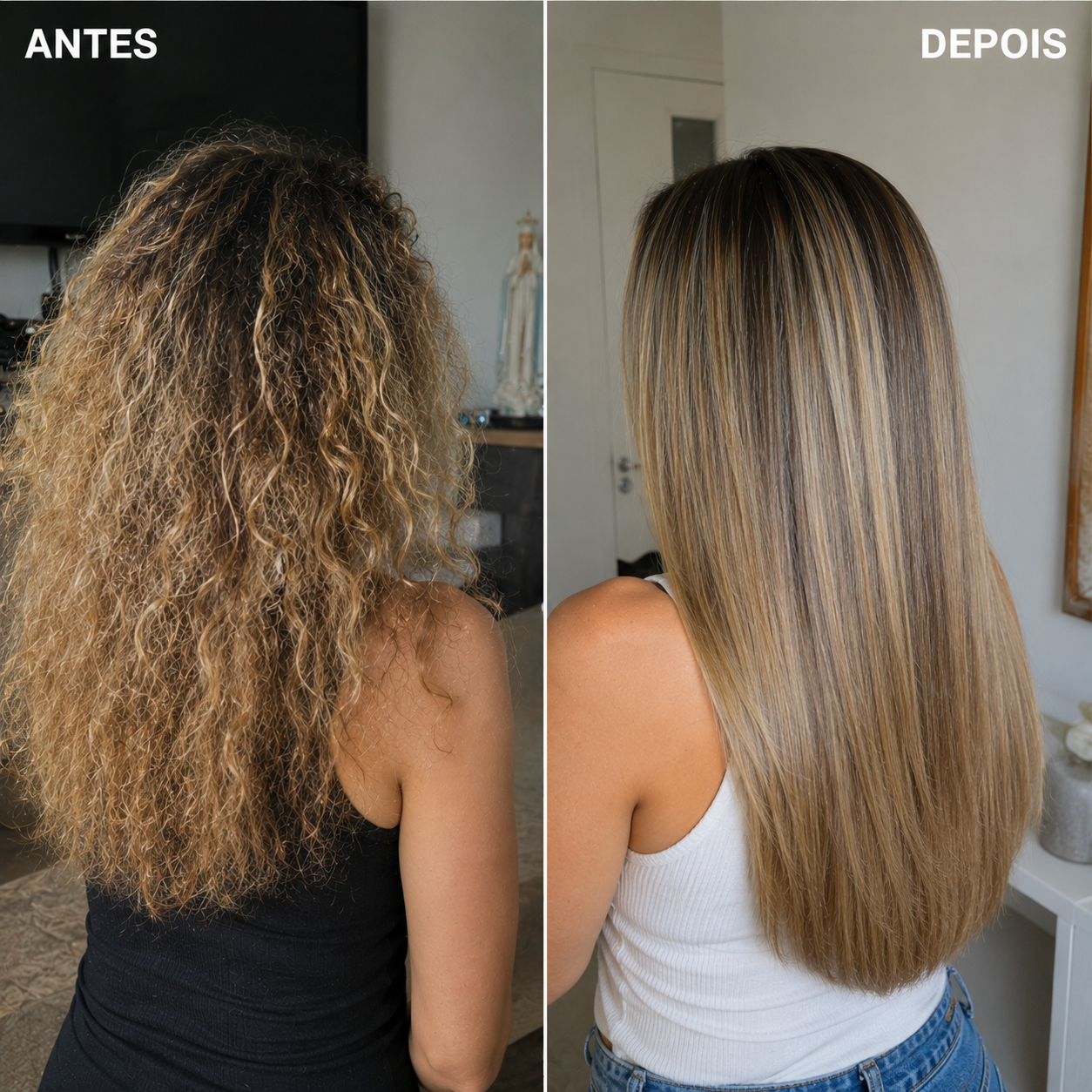 Resultado da cliente Viviane Marcondes com cabelo alisado