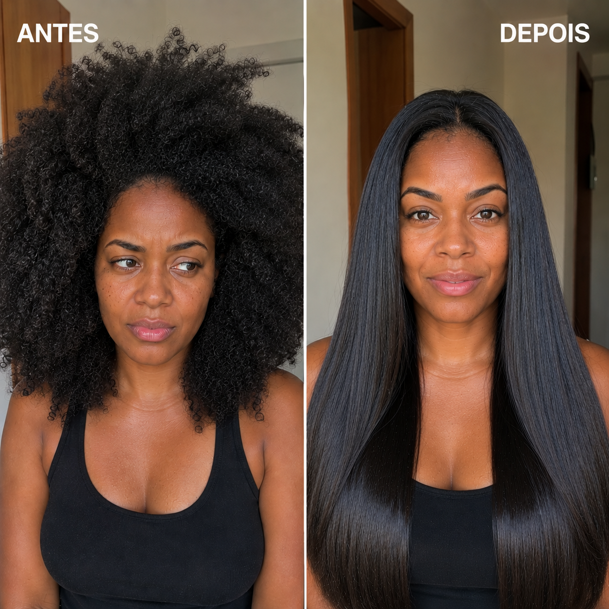 Resultado da cliente Camila Franco com cabelo liso e brilhoso
